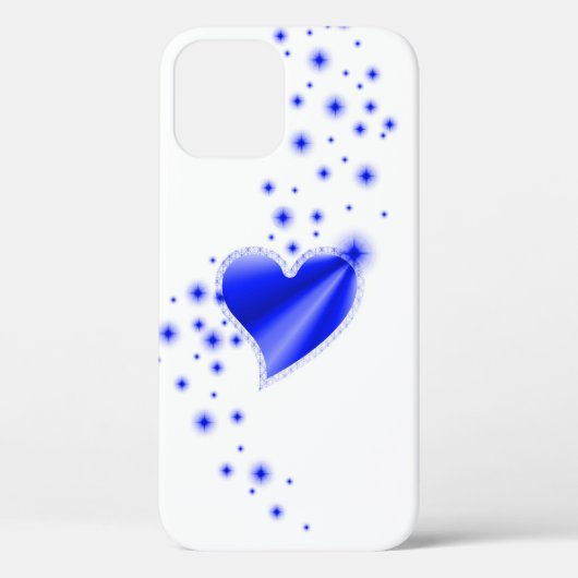 Blaues Regenbogenherz mit Sternen Case-Mate iPhone Hülle (Rückseite)