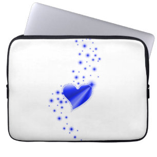 Blaues Regenbogenherz mit Sternen Laptopschutzhülle