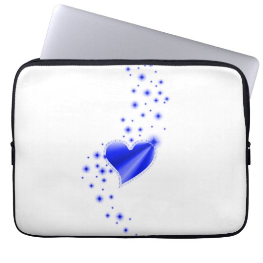 Blaues Regenbogenherz mit Sternen Laptopschutzhülle (Vorderseite)