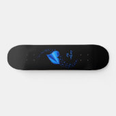 Blaues Regenbogenherz mit Sternen Skateboard (Horizontal)