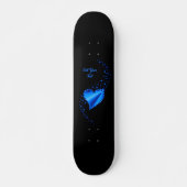 Blaues Regenbogenherz mit Sternen Skateboard (Vorne)