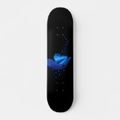 Blaues Regenbogenherz mit Sternen Skateboard (Vorne)