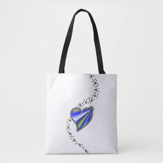 Blaues Regenbogenherz mit Sternen Tasche (Vorderseite)