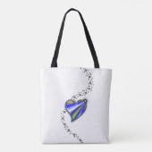 Blaues Regenbogenherz mit Sternen Tasche (Rückseite)