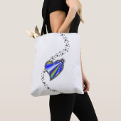 Blaues Regenbogenherz mit Sternen Tasche (Von Nahem)
