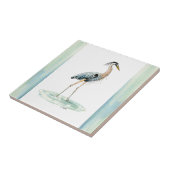 Blaues Reiher-Aquarell Fliese (Seite)