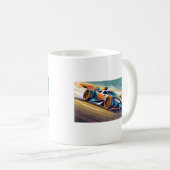 Blaues Rennfahrzeug Kaffeetasse (VorderseiteRechts)