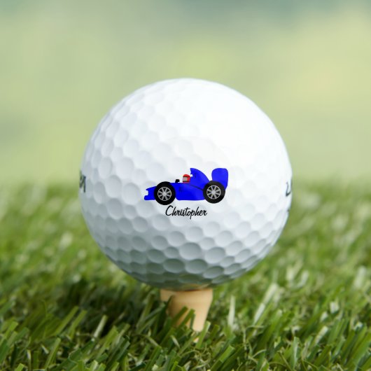 Blaues Rennwagen Personalisiert Golfball (Insitu T-Shirt)
