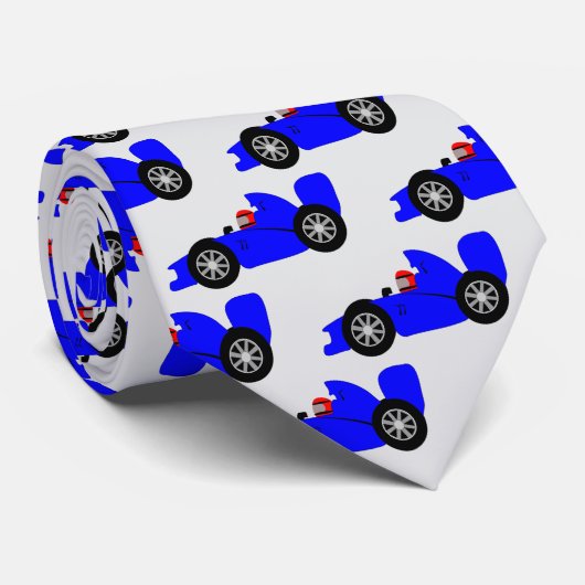 Blaues Rennwagendesign Krawatte (Gerollt)