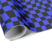 Blaues Retro-70er-Muster Geschenkpapier (Rolleneckpunkt)