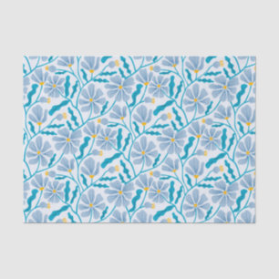 Blaues Retro-Blumenmuster Seidenpapier