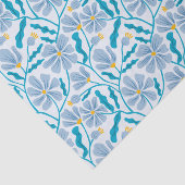 Blaues Retro-Blumenmuster Seidenpapier (Ausschnitt)