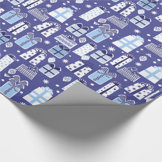 Blaues Retro Geschenk-Chanukka-Packpapier Geschenkpapier (Ecke)