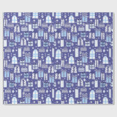 Blaues Retro Geschenk-Chanukka-Packpapier Geschenkpapier (Flach)