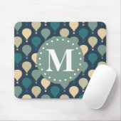 Blaues Retro-Heißluftballon-Muster Monogram Mousepad (Mit Mouse)