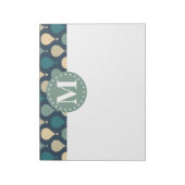 Blaues Retro-Heißluftballon-Muster Monogram Notizblock (Rotiert)