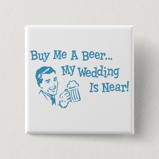 Blaues Retro kaufen mich ein Bier, das meine Button (Vorderseite)