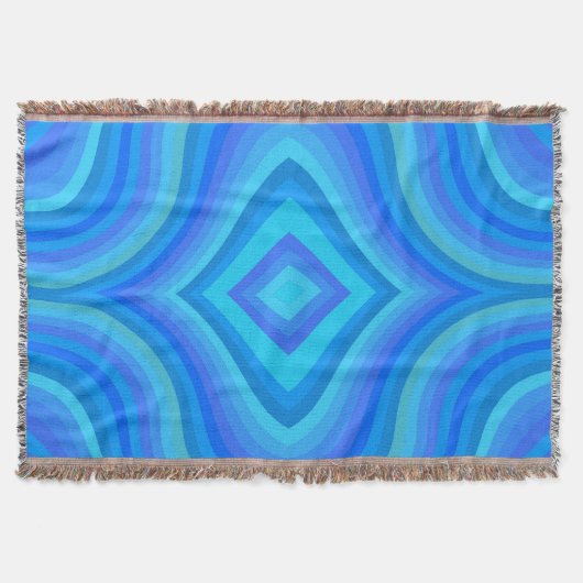 Blaues Retro-Muster Decke (Vorderseite)