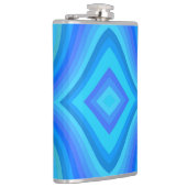 Blaues Retro-Muster Flachmann (Rechts)