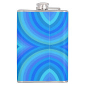 Blaues Retro-Muster Flachmann (Rückseite)