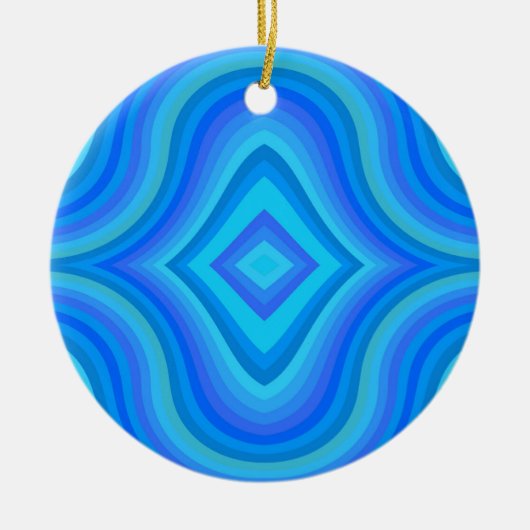 Blaues Retro-Muster Keramik Ornament (Vorne)