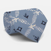 Blaues Retro-Muster Krawatte (Gerollt)