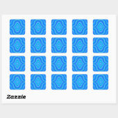 Blaues Retro-Muster Quadratischer Aufkleber (Blatt)