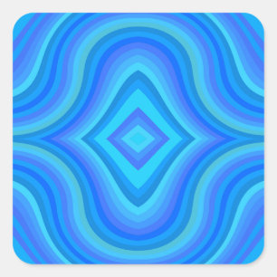 Blaues Retro-Muster Quadratischer Aufkleber