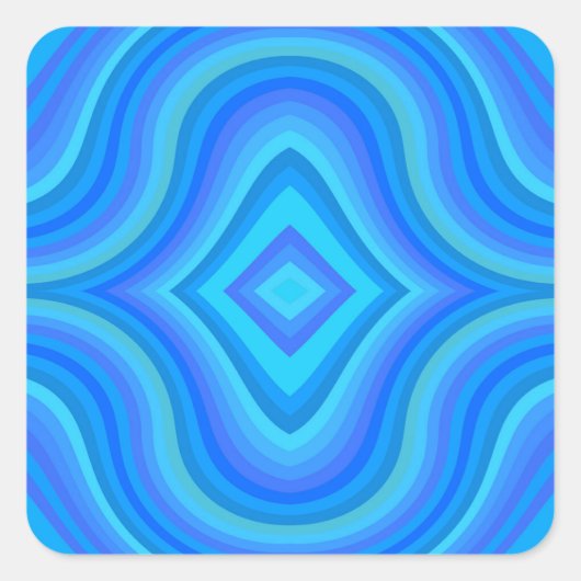 Blaues Retro-Muster Quadratischer Aufkleber (Vorderseite)