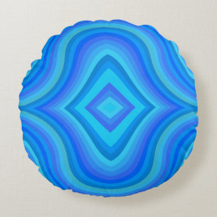 Blaues Retro-Muster Rundes Kissen