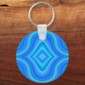 Blaues Retro-Muster Schlüsselanhänger (Rückseite)