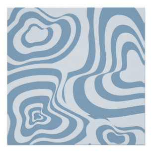 Blaues Retro-Swirl Groovy Y2K-Muster Poster