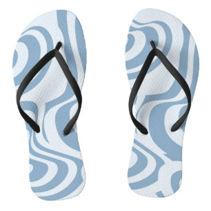 Blaues Retro-Swirle Groovy Y2K-Muster Badesandalen
