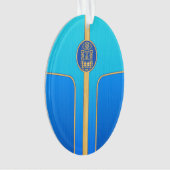 Blaues Retro Tiki Surfbrett Ornament (Vorderseite)