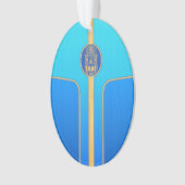 Blaues Retro Tiki Surfbrett Ornament (Vorderseite)