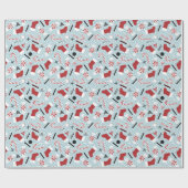 Blaues Retro-Weihnachts-Pfefferminz Geschenkpapier (Flach)