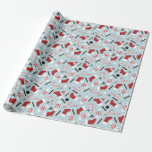 Blaues Retro-Weihnachts-Pfefferminz Geschenkpapier (Ungerollt)