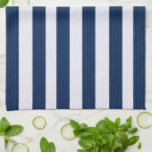 Blaues Ribbed Streifen Muster Geschirrtuch (Gefaltet)