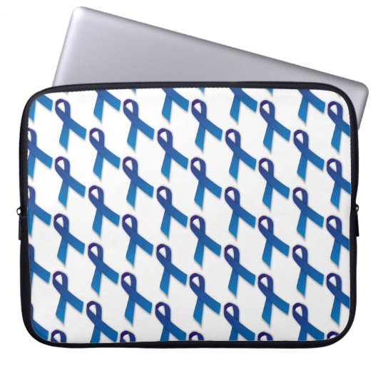 Blaues Ribbons-Muster Laptopschutzhülle (Vorderseite)
