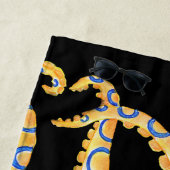 Blaues Ring-Kraken-Schwarzes Strandtuch (Beispiel)