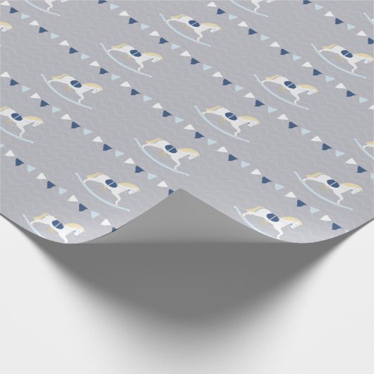 Blaues Rockpferd Geschenkpapier (Ecke)