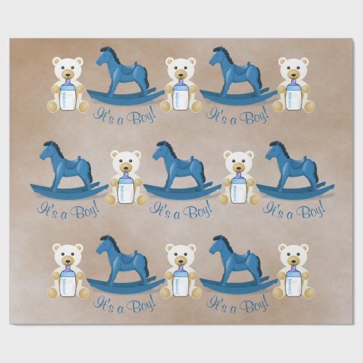 Blaues Rockpferd - Junge! Geschenkpapier (Flach)