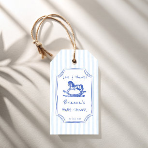 Blaues Rockpferd-Sketch Baby Dusche Gefallen Geschenkanhänger