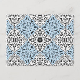 Blaues Rokoko-Muster-Ornament Postkarte