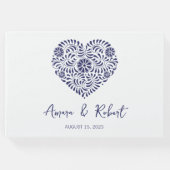 Blaues romantisches Talavera-Herz Gästebuch (Vorderseite)