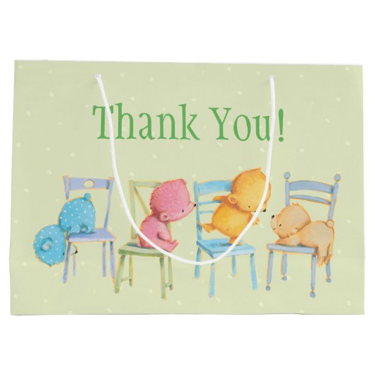 Blaues, rosa, Gelbes und Braunbär-Spiel Große Geschenktüte (Rückseite)