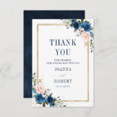 Blaues Rosa Rose Boho Geometric Wedding Dankeskarte (Vorne/Hinten)