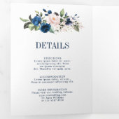 Blaues Rosa Rose Boho Geometric Wedding Dreifach Gefaltete Ankündigung (Innen Erste Seite)