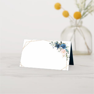 Blaues Rosa Rose Boho Geometric Wedding Platzkarte