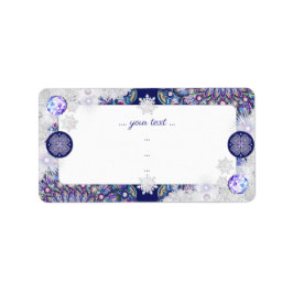 Blaues Rosass und Schneeflocken Adressaufkleber